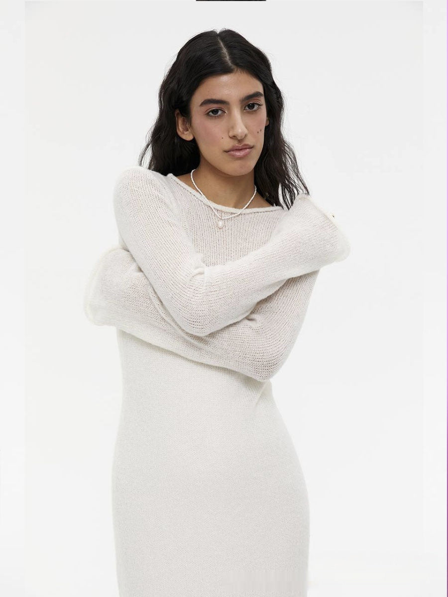 Knitted Hollow-out Dress For Vest Skirt Set Women Women DealSniper.net Ivory White Sweater Vest Free Size