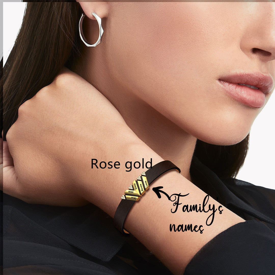 New Leather DIY Lettering Bracelet Drill Buckle Jewelry Gym From House 4small beads Rose Gold