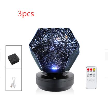 LED Starry Sky Projector Night Lights 3D Projection Night Lamp USB Charging Home Planetarium Kids Bedroom Decoration Room Lighting Home dealsniper-net 3colors remote 3pcs