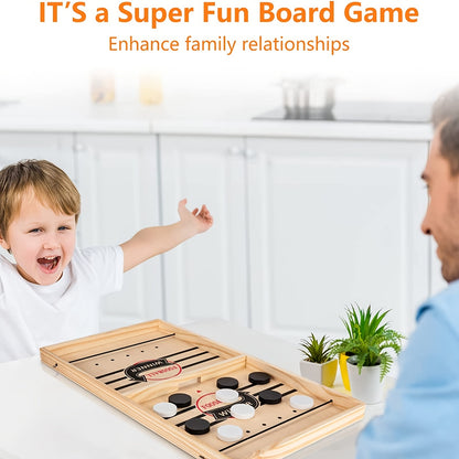 Fast Sling Puck Game,Wooden Hockey Game,Super Foosball Table,Desktop Battle Parent-Child Interaction Winner Slingshot Game,Adults And Kids Family Game Toys Kids dealsniper-net