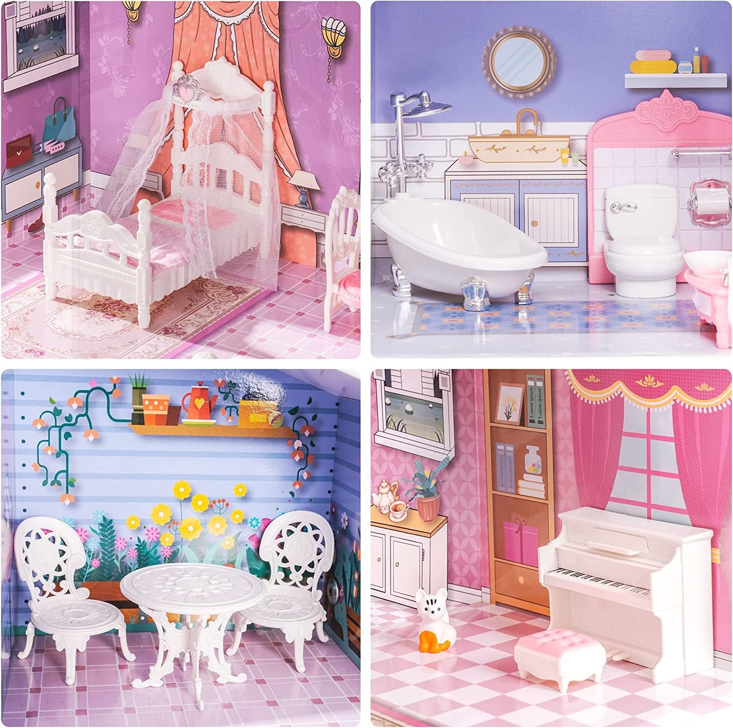 3 Levels Wooden Dollhouse Dreamhouse Girls Gift Kids dealsniper-net