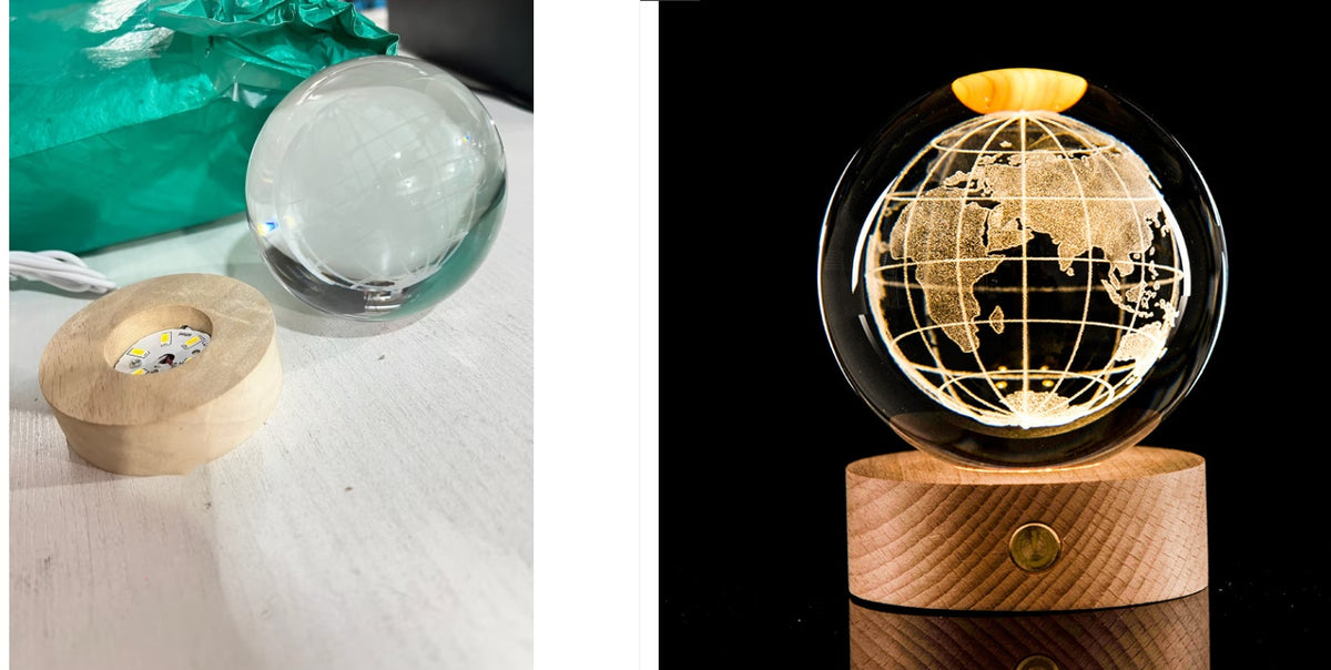 Luminous Galaxy Crystal Ball Decoration 3D Laser Inner Carving Home Decor DealSniper.net Earth 8cm7cm warm light connection