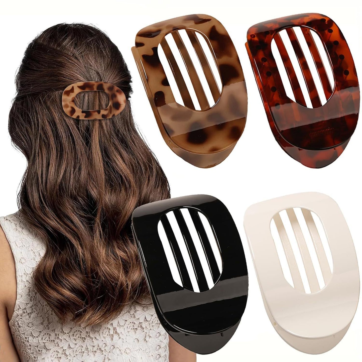 Flat Oval Barrettes Back Head Hair Claw Women DealSniper.net
