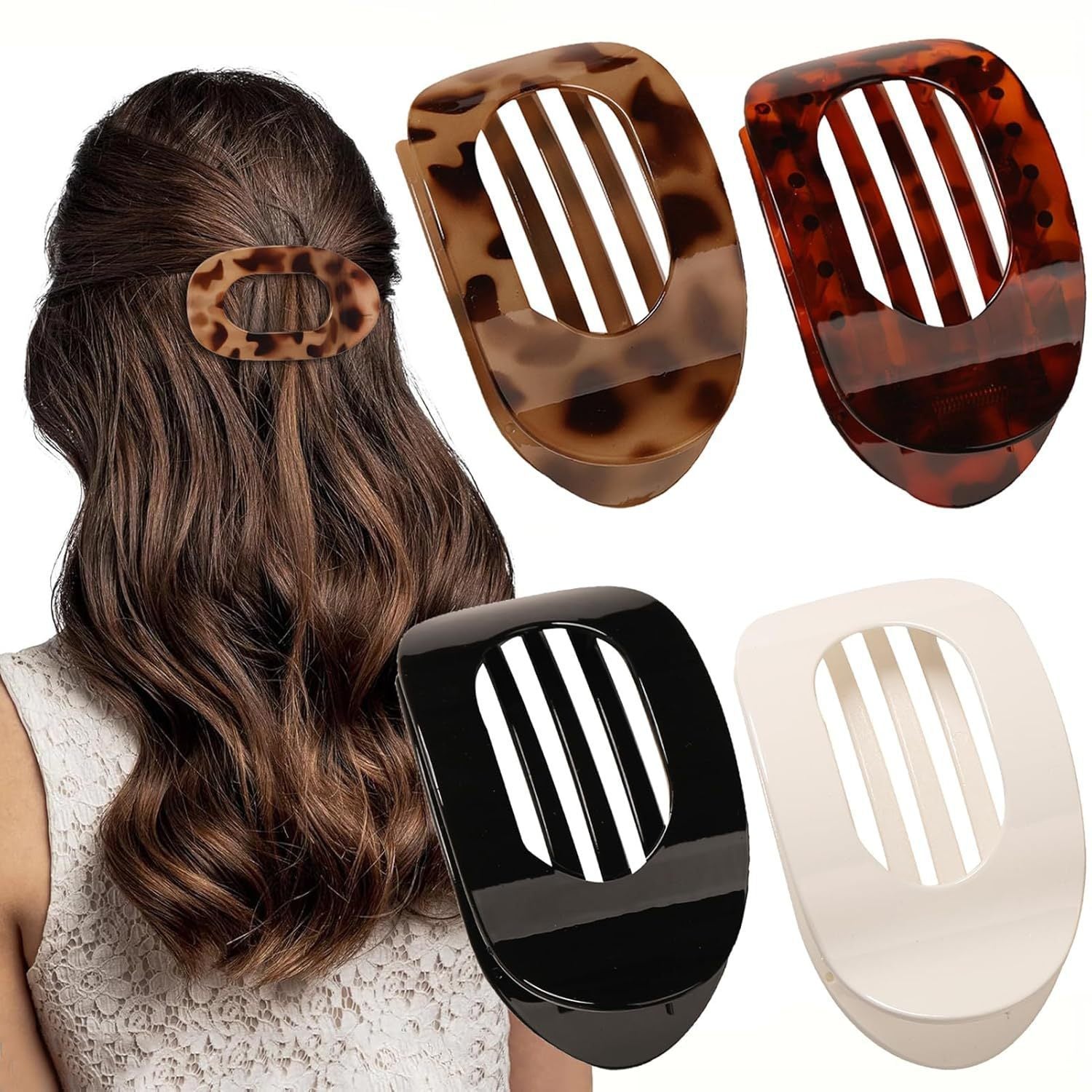 Flat Oval Barrettes Back Head Hair Claw Women DealSniper.net