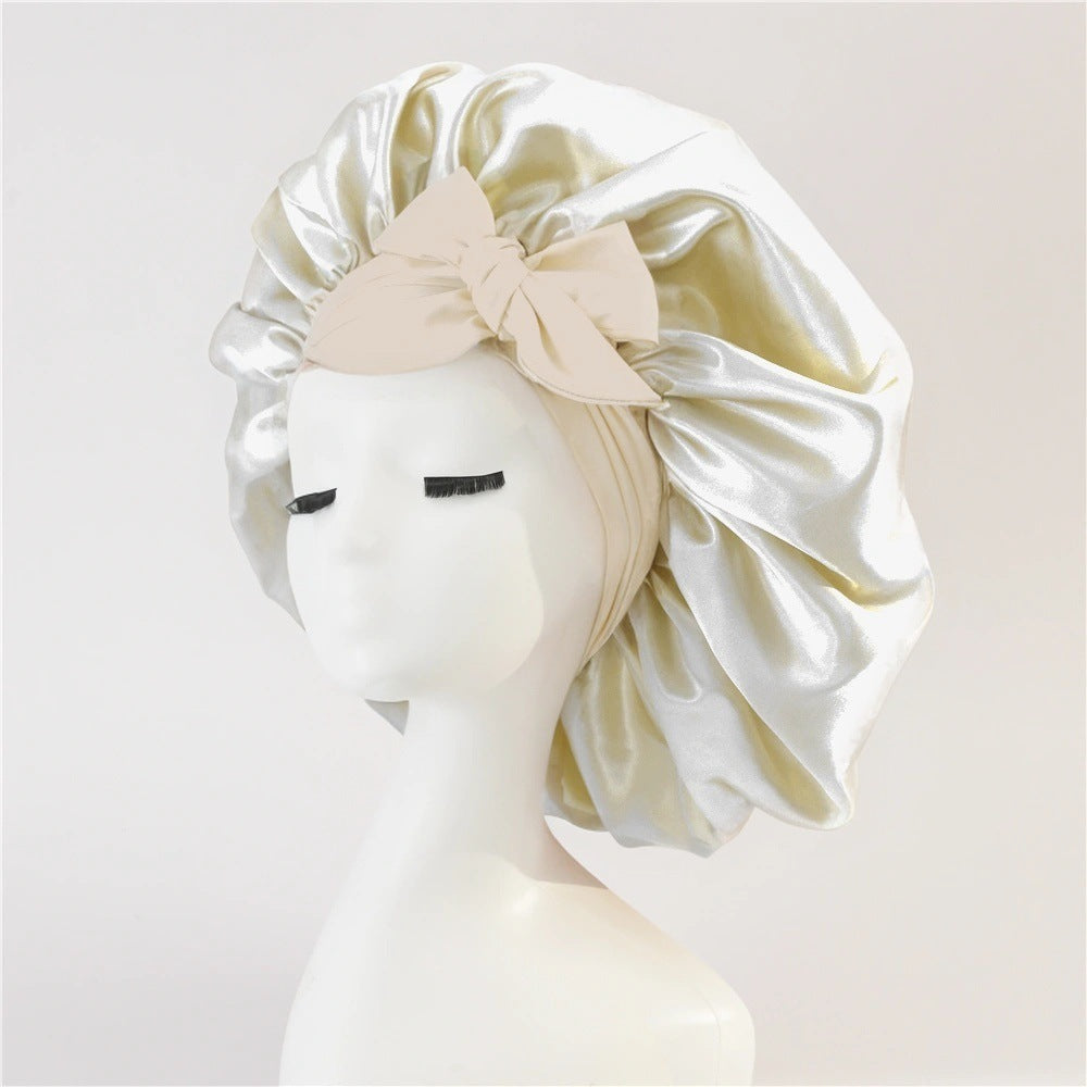 New Silk Bonnet For Sleeping Women Satin Bonnet Hair Bonnet Beauty dealsniper-net Milky White