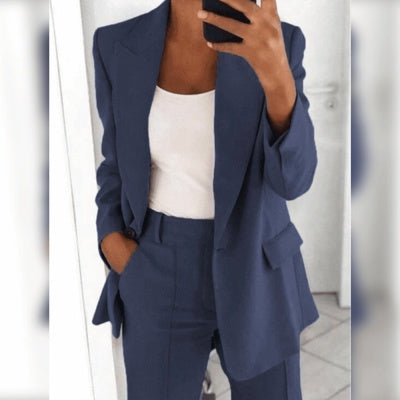 Ins Button Casual Suit Fashion Long-sleeved Lapel Blazer Jacket Women Gym From House