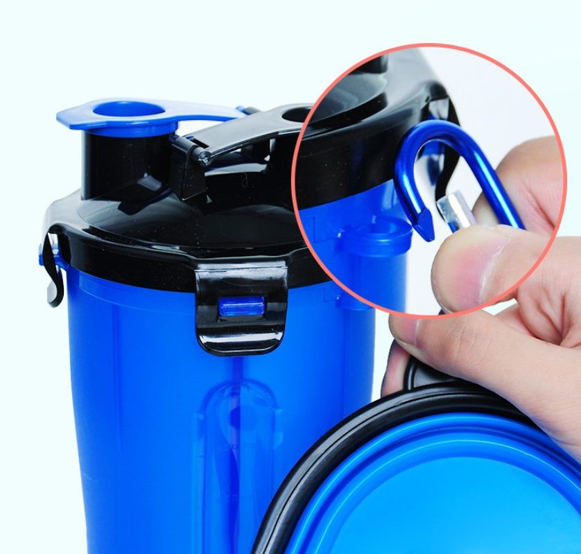 2 In 1Pet Water Bottle Dispenser Travel Portable Bowl Pets Gym From House