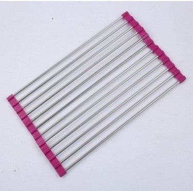 Folding Kitchen Drain Sink Rack Stainless Steel Kitchen DealSniper.net Pink 20 S