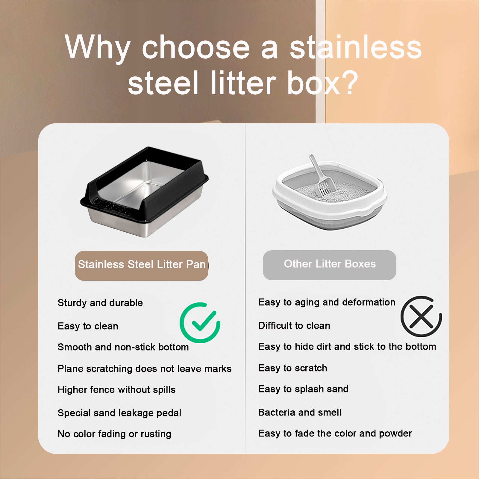 Oversized Stainless Steel Litter Box Semi-enclosed Pets dealsniper-net