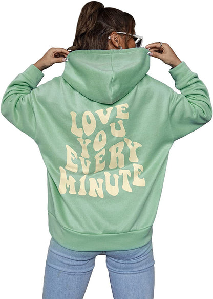 Every Thing Will Be Okay Creative Letter Hoody Women dealsniper-net Cyan L