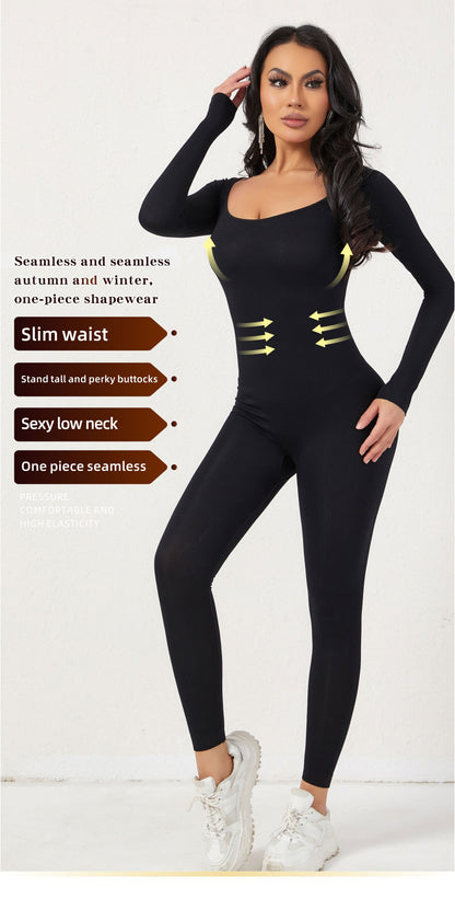 Snatched Waist Body Shaper-Long Sleeve And Full Leg