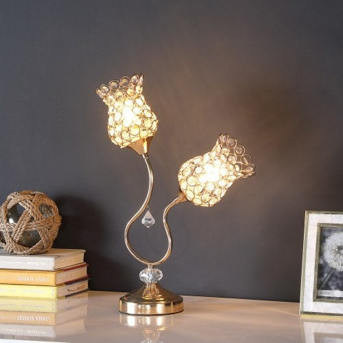 18.75 Inch Rose Gold 2 Flower Horn Ornate Metal Table Lamp Home Decor dealsniper-net