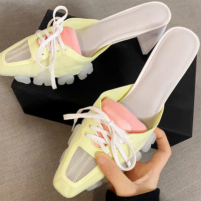 Fashion All-match Pointed High Heel Sandals And Slippers Women Women dealsniper-net Fluorescent Yellow 35