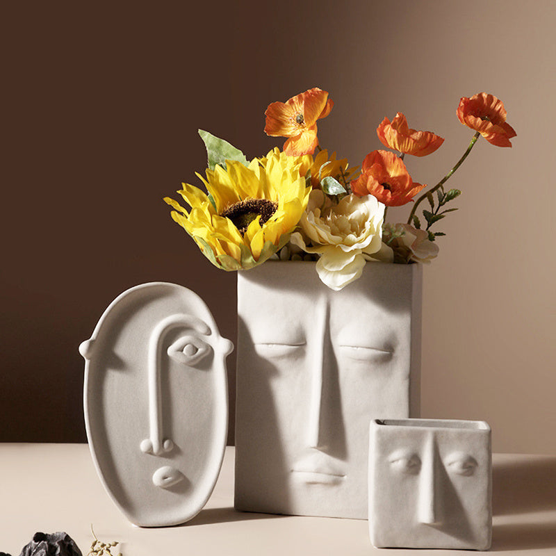 Nordic Creative Ceramic Vase Simple Face Decoration Home Decor DealSniper.net
