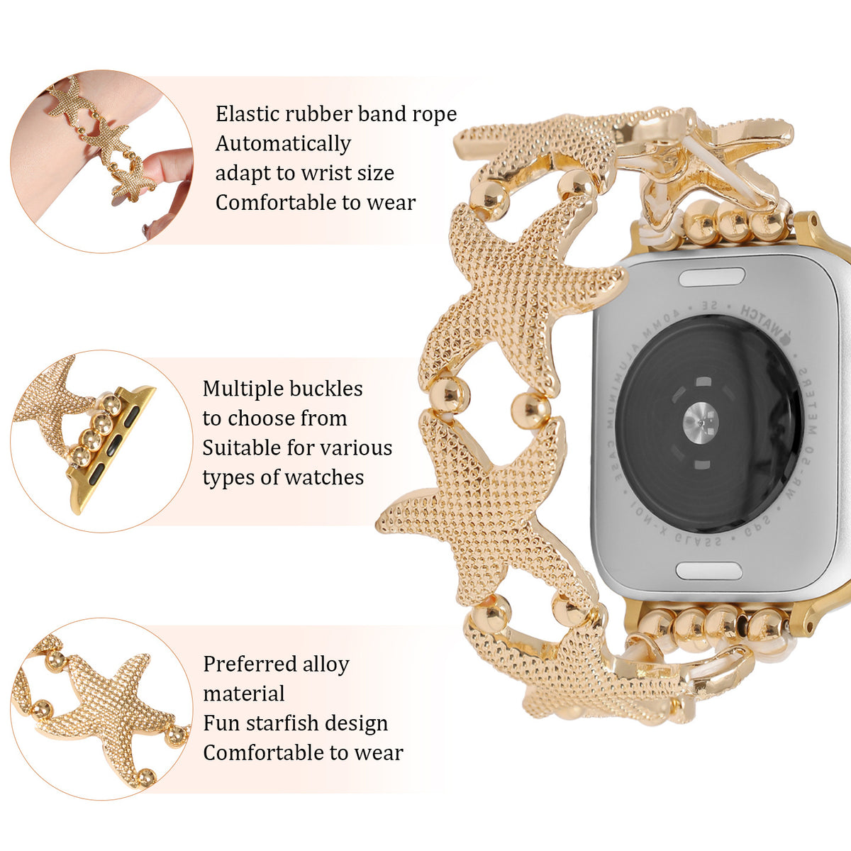 Starfish Strap Suitable For Iwatch9876 Watch Metal Strap Jewelry DealSniper.net