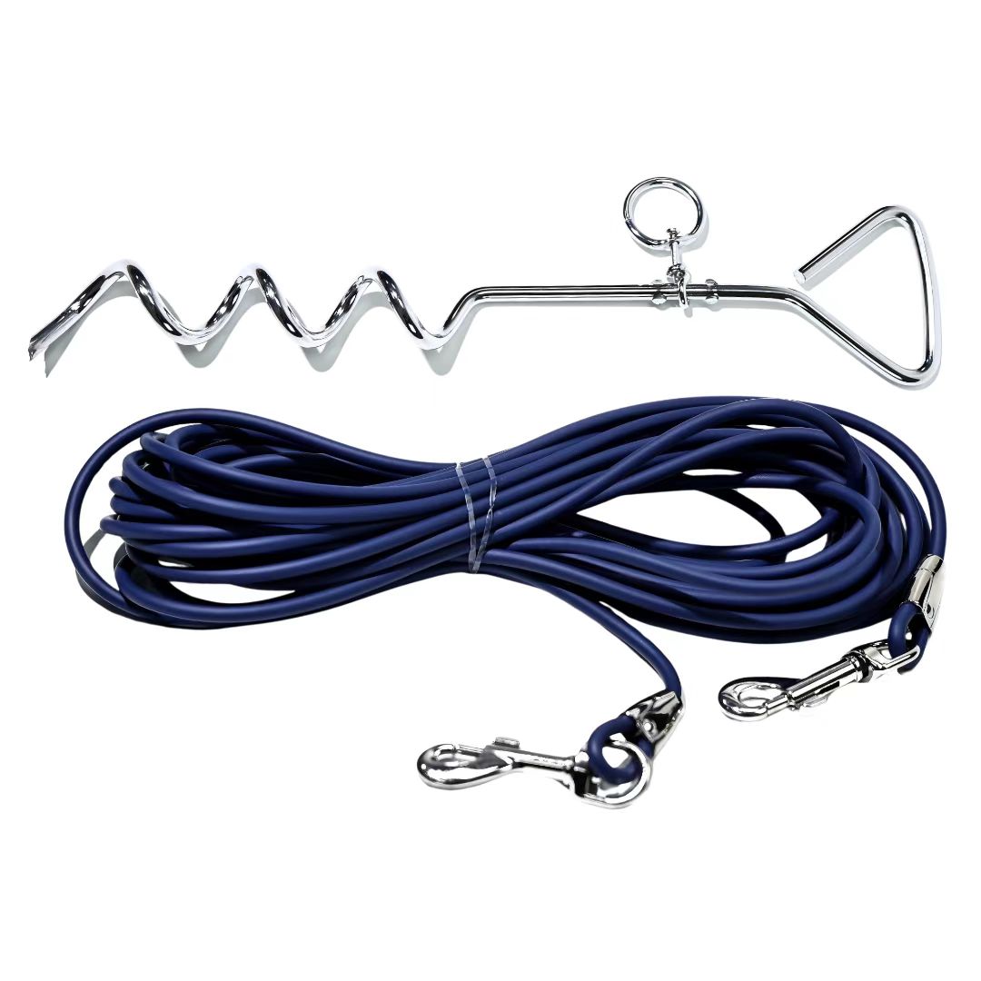 Ground Stake Fixed Dog Leash Pets dealsniper-net Navy blue 9M