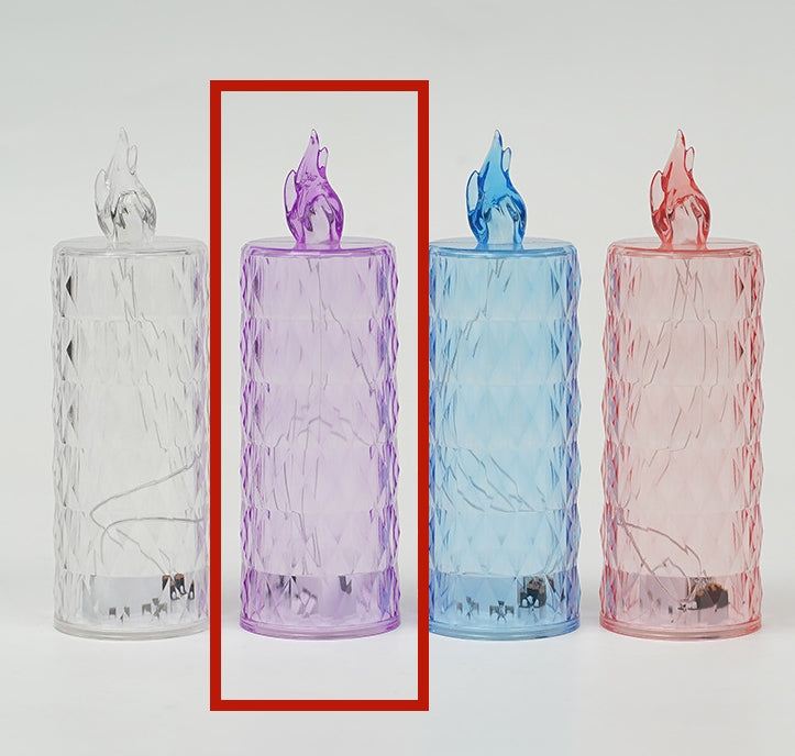 LED Electronic Candle Light Christmas Decorations Holidays Gym From House Diamond purple No base 1PC