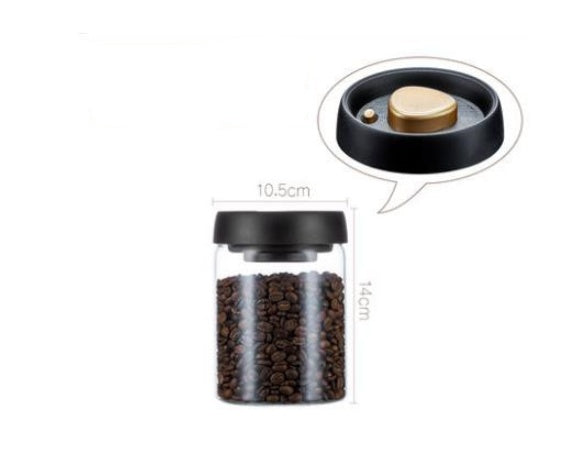 Vacuum Sealed Jug Set Black Coffee Beans Glass Airtight Canister Kitchen dealsniper-net Black 900ml