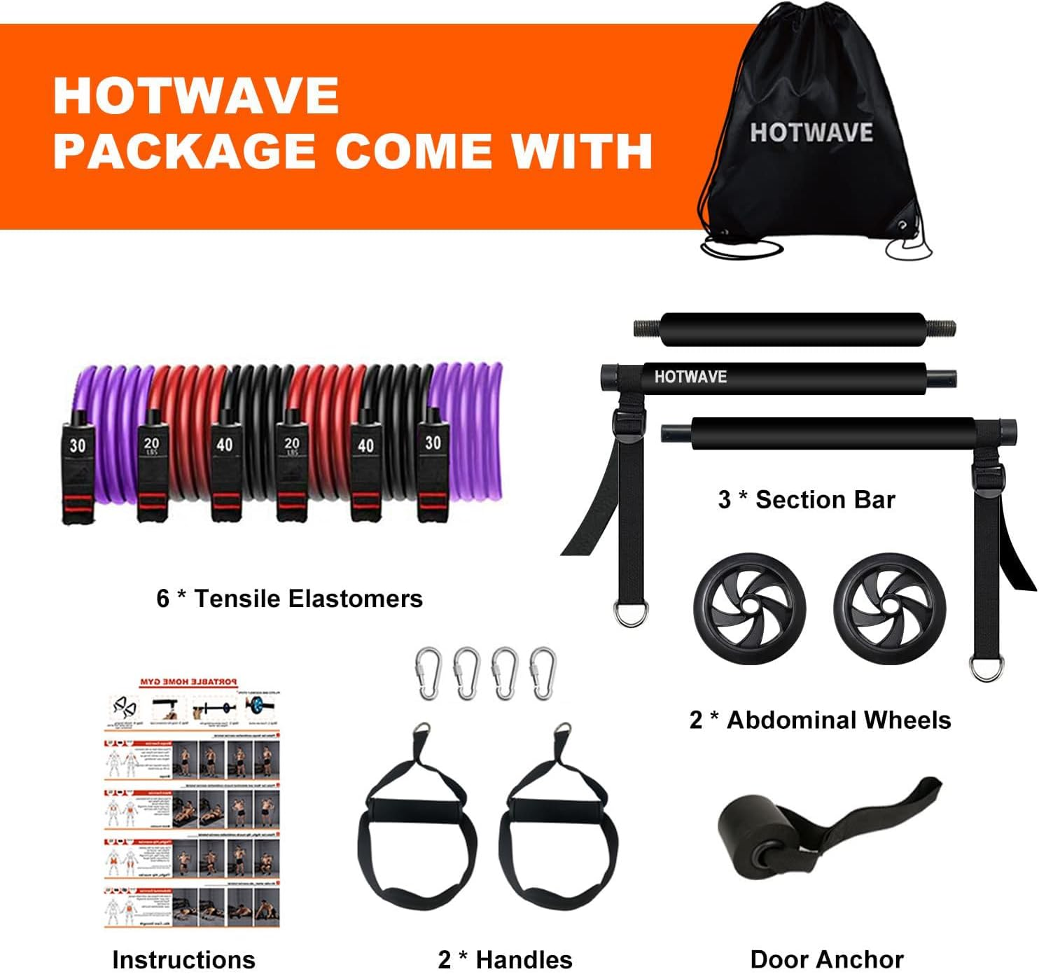 Pilates Bar Kit With Resistance Bands. Fitness Bar With Ab Roller For Abs Workout. Squat Machine.Core Strength Training Equipment.Portable Home Gym For Men And Women Sports DealSniper.net Black