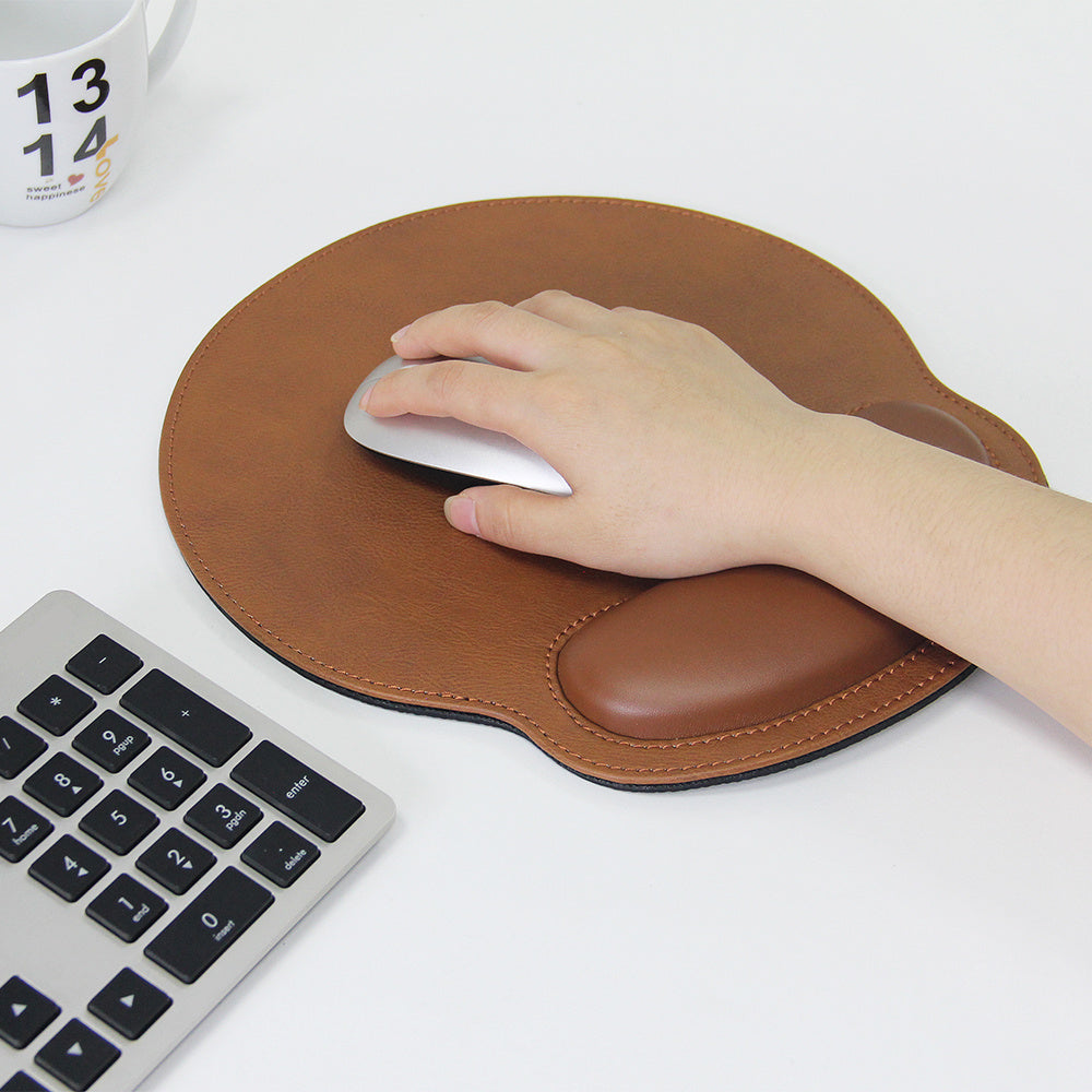 PU leather wrist guard mouse pad