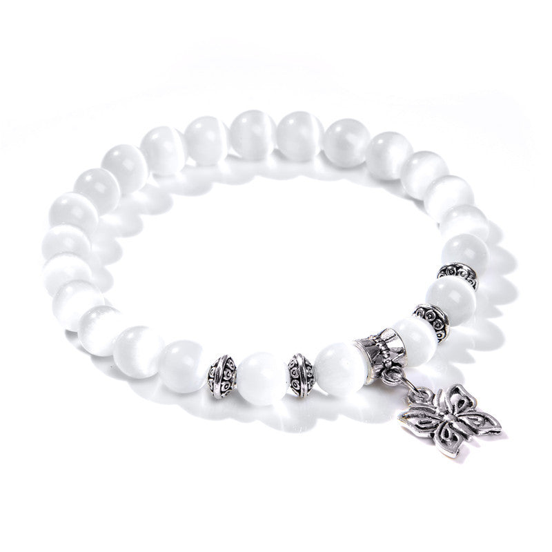 Lover White Beads Bracelet:tm: Jewelry dealsniper-net Butterfly 17cm