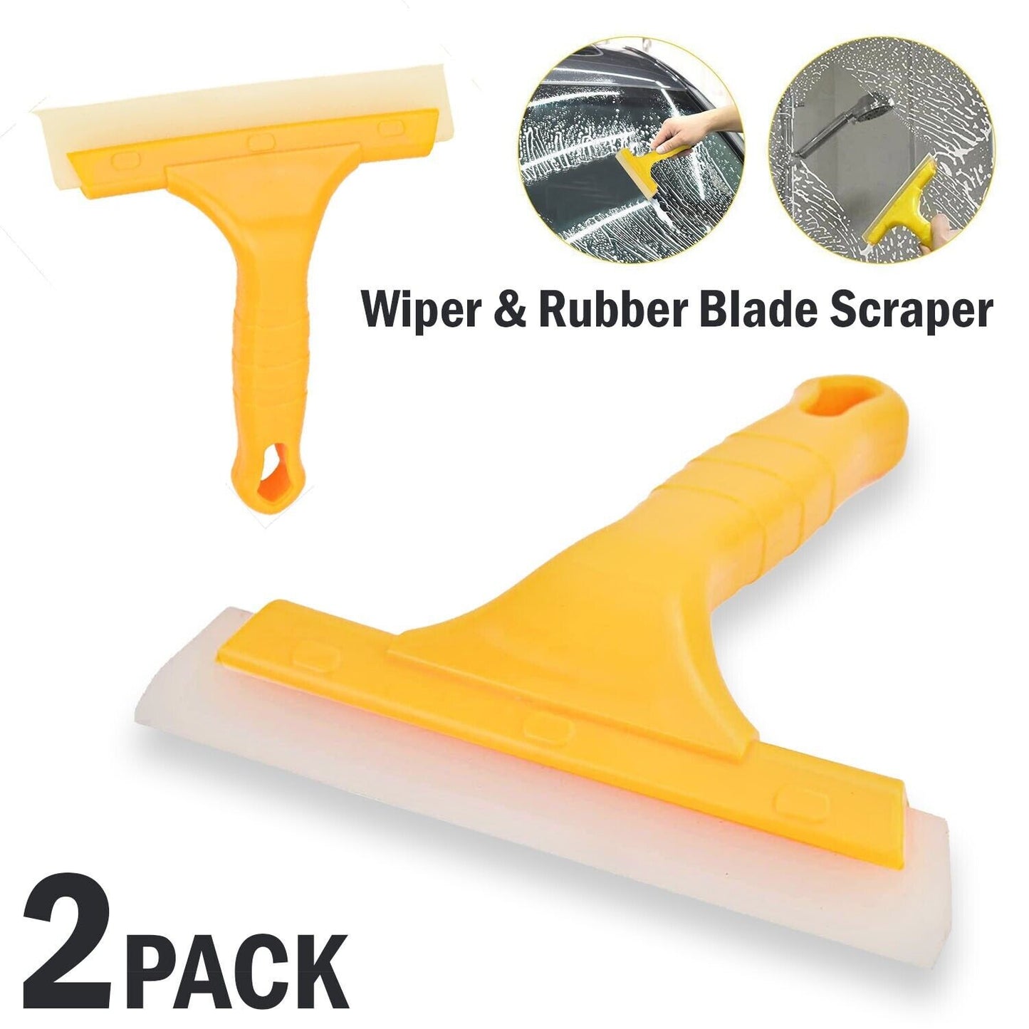 2X Window Squeegee Shower Cleaner Car Home Glass Wash Water Wiper Silicone Blade Home dealsniper-net