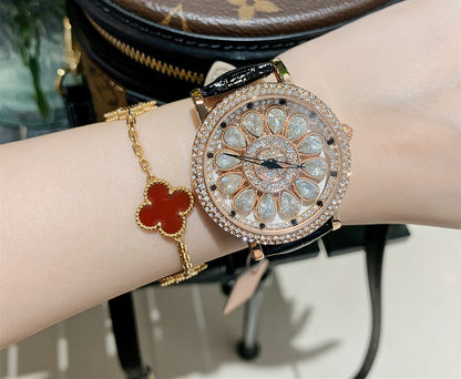 Women's Niche Diamond Luxury Rainbow Watch Jewelry DealSniper.net Rose gold black leather