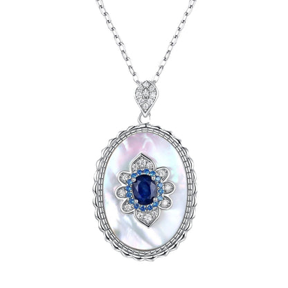 Sapphire Diamond Pendant 925 Sterling Silver Jewelry dealsniper-net Platinum gold