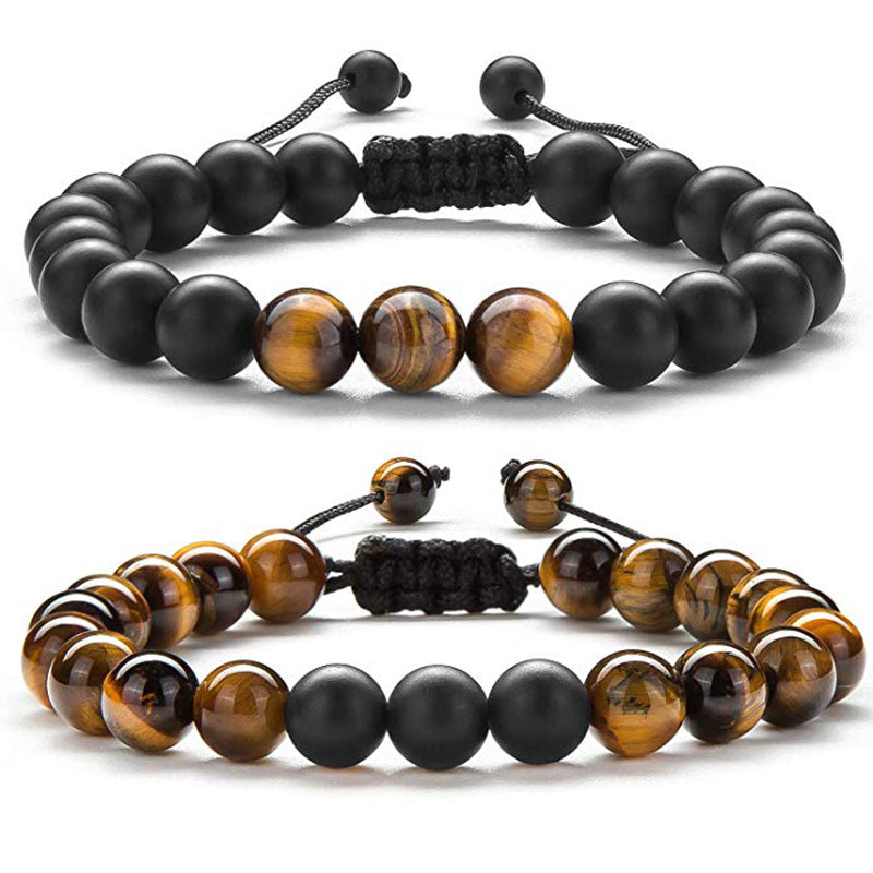 Tiger Eye Couple Bracelets Matte Black Agate Beads Bracelet Jewelry dealsniper-net