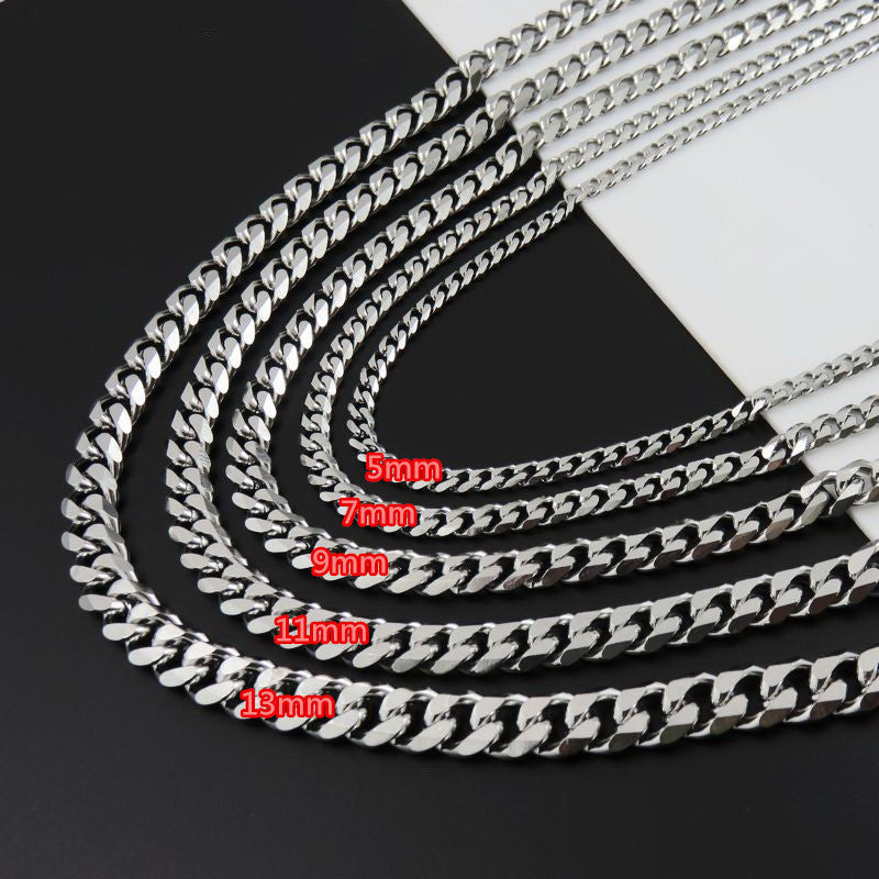 European and American titanium steel Cuban chain Jewelry dealsniper-net