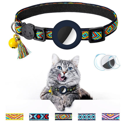 Pet Collar Geometric Pattern Cat With Bell Pets dealsniper-net Navy Blue