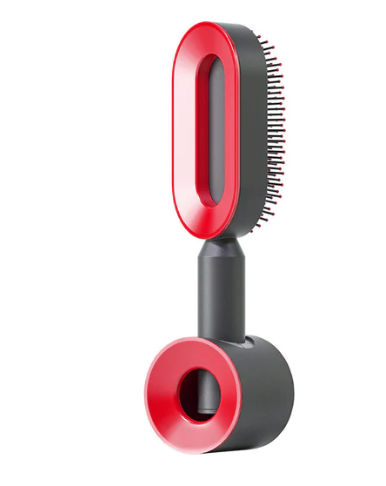 Self Cleaning Hair Brush For Women One-key Cleaning Hair Loss Airbag Massage Scalp Comb Anti-Static Hairbrush Beauty DealSniper.net Hollowed out red suit