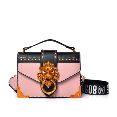 Women Fashion Pack Shoulder Bag with Metal Lion Head Crossbody Package Women dealsniper-net Pink