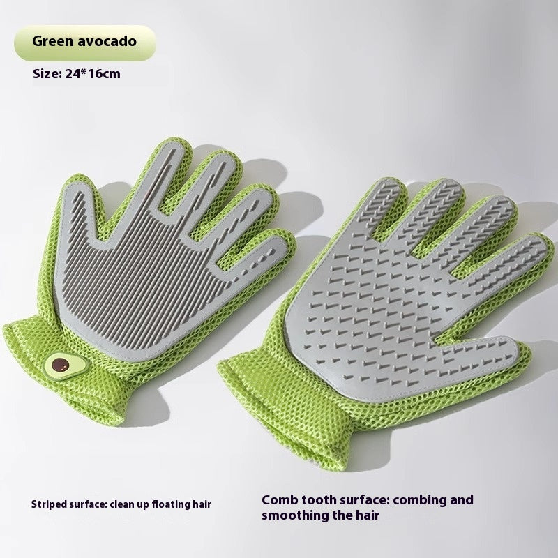 Pet Bath Cat Petting Gloves Double-sided Floating Hair Comb Pets Gym From House Avocado Right Hand