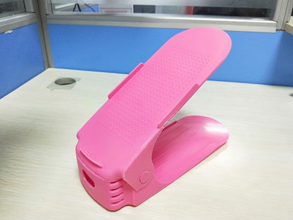 Adjustable Double Stand Shoe Support Lock Closet Cabinet Storage Rack House DealSniper.net Pink 10