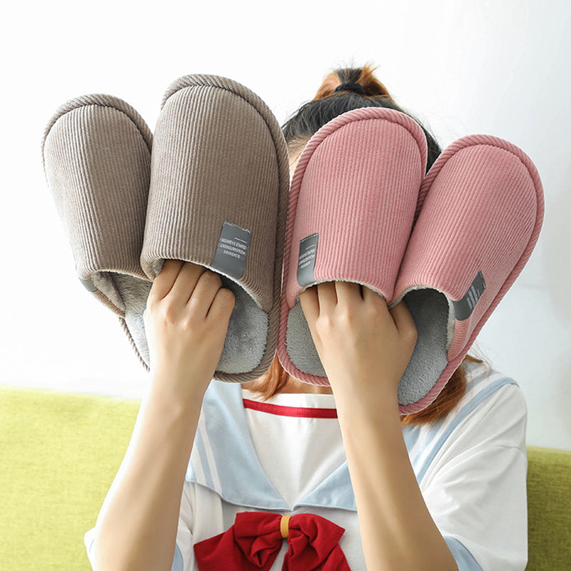 Indoor Corduroy Shoes Warm Plush Home Slipper Anti Slip Floor Women Gym From House