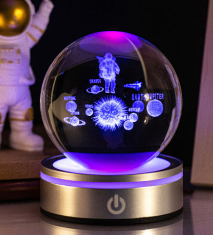 Creative 3D Inner Carving Luminous Crystal Ball Home Decor dealsniper-net Astronaut1 8cm