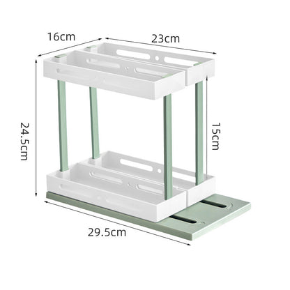 Kitchen Under Sink Drawer Type Spice Rack Kitchen dealsniper-net Green Double Layer 15cm