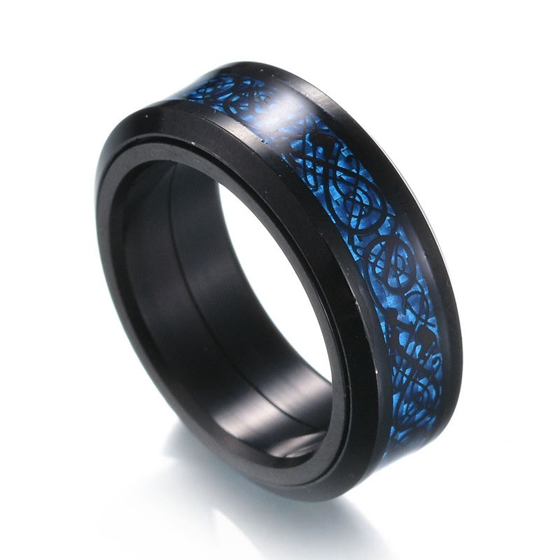 Personality Ring Titanium Steel Hip Hop Simplicity Jewelry dealsniper-net Black blue US No.06