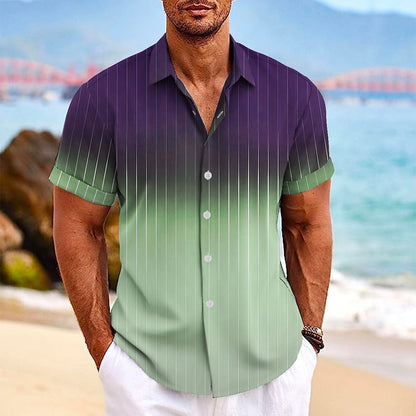 Lapel Button Short-sleeved Shirt Summer Fashion Gradient Men DealSniper.net DCS03WMDCS02 2XL