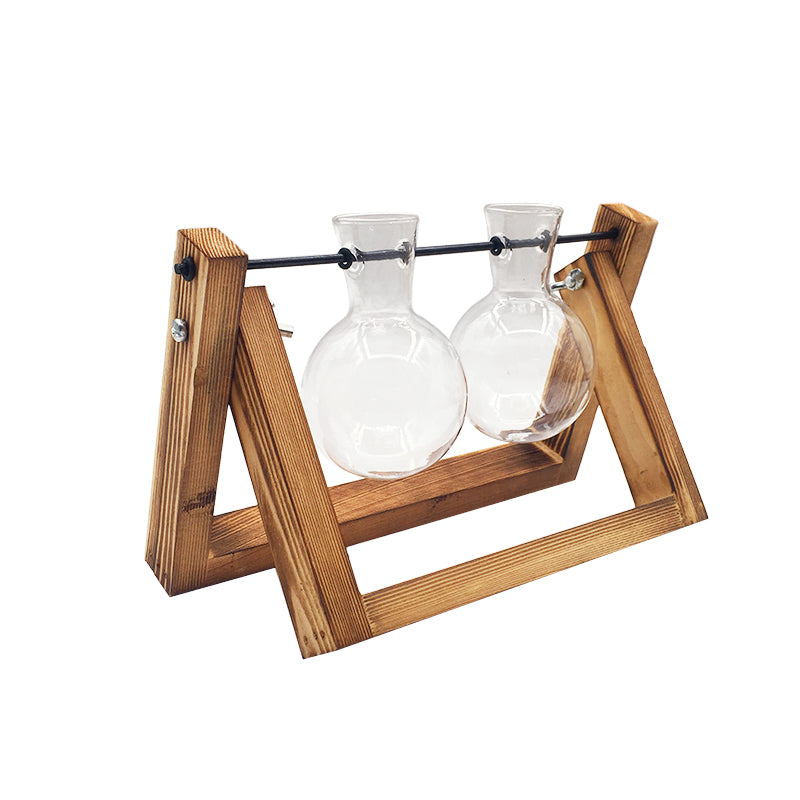 Swing Wooden Stand Hydroponic Plant Container Glass Vase Home DealSniper.net Type B