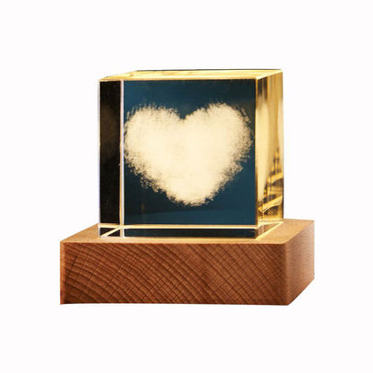 3D Transparent Crystal Cube Desktop Decoration Small Night Lamp House dealsniper-net