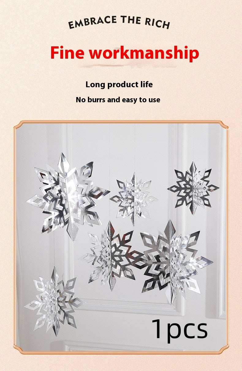Christmas Decorations 3D Mini Flag Scene Show Window Pendant Holidays DealSniper.net Silver 1PCs