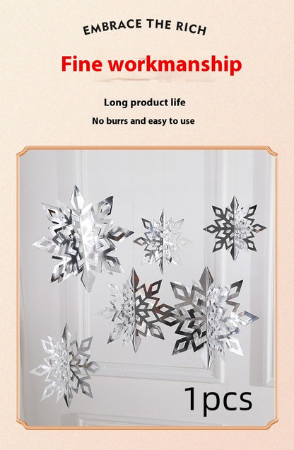 Christmas Decorations 3D Mini Flag Scene Show Window Pendant Holidays DealSniper.net Silver 1PCs