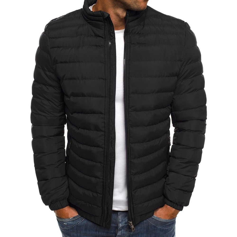 Men Jacket Zipper Solid Color Long Sleeves Pockets Overcoat Men DealSniper.net Black 2XL