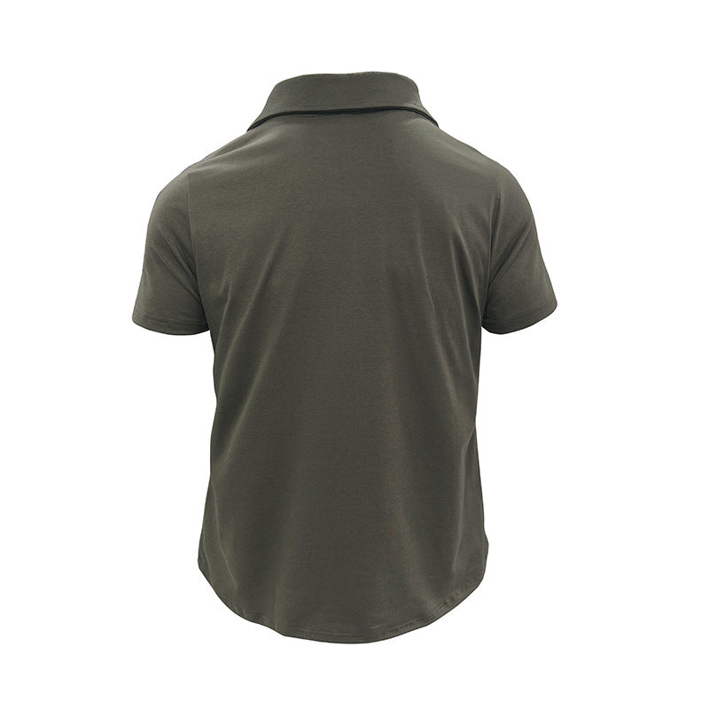 Summer Lapel Button Polo Shirt With Pockets Outdoor Fashion Men DealSniper.net