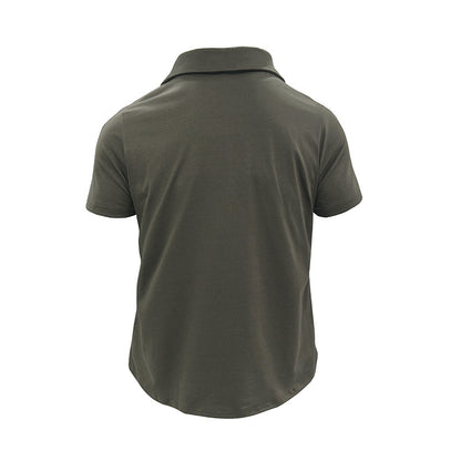 Summer Lapel Button Polo Shirt With Pockets Outdoor Fashion Men DealSniper.net