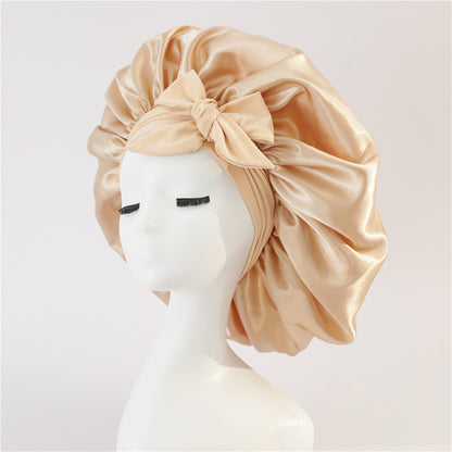 New Silk Bonnet For Sleeping Women Satin Bonnet Hair Bonnet Beauty dealsniper-net Khaki