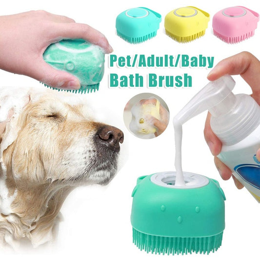 Silicone Dog Bath Massage Gloves Brush Pet Cat Bathroom Cleaning Tool Pets dealsniper-net