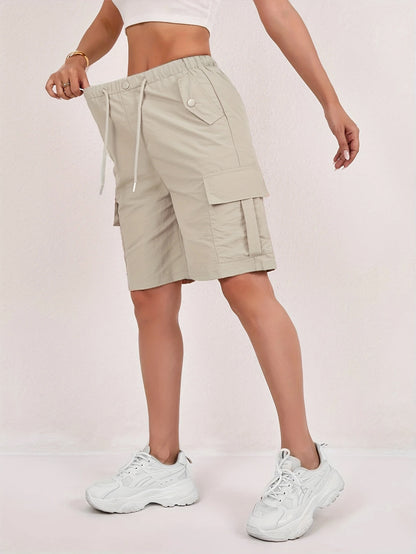 Summer New High-Waisted Cargo Shorts For Women Loose Casual Women Gym From House Light coffee 2XL